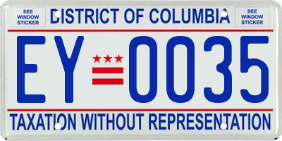 DC license plate EY0035