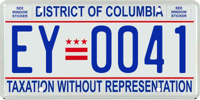 DC license plate EY0041