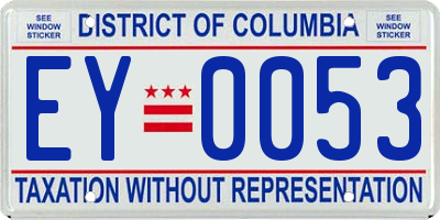 DC license plate EY0053