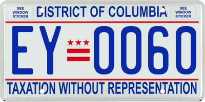 DC license plate EY0060