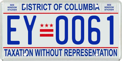 DC license plate EY0061
