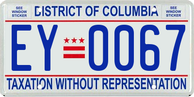 DC license plate EY0067