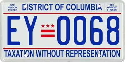 DC license plate EY0068