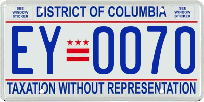 DC license plate EY0070