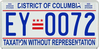 DC license plate EY0072