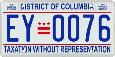 DC license plate EY0076