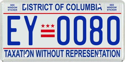 DC license plate EY0080