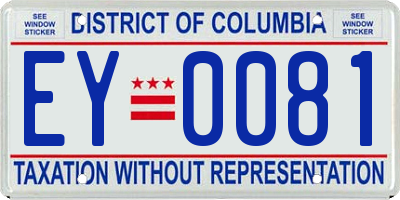 DC license plate EY0081