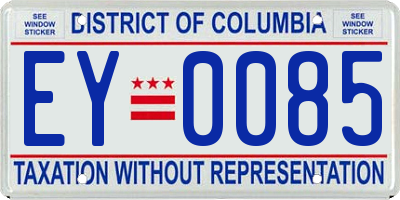 DC license plate EY0085