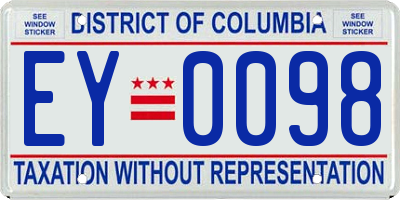 DC license plate EY0098