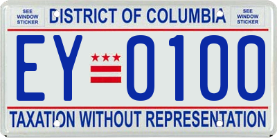 DC license plate EY0100