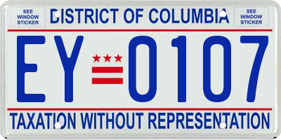 DC license plate EY0107