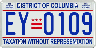 DC license plate EY0109