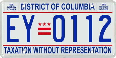 DC license plate EY0112