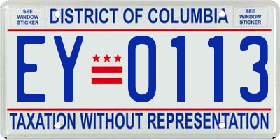 DC license plate EY0113