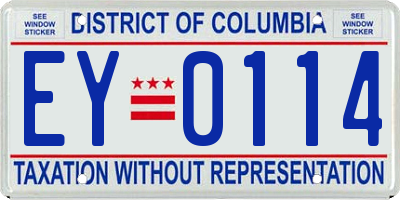 DC license plate EY0114