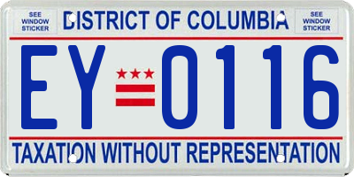 DC license plate EY0116