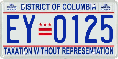 DC license plate EY0125