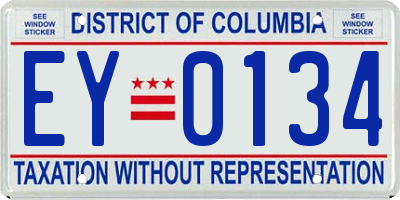 DC license plate EY0134