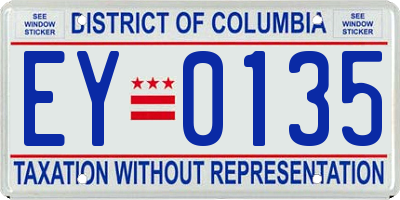 DC license plate EY0135