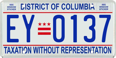 DC license plate EY0137