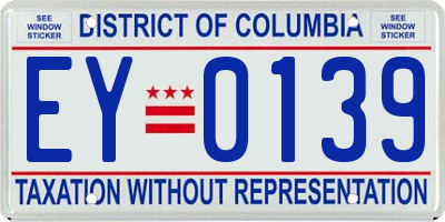 DC license plate EY0139