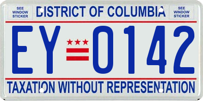 DC license plate EY0142