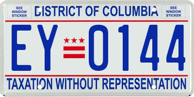 DC license plate EY0144