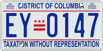 DC license plate EY0147