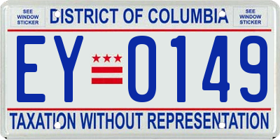 DC license plate EY0149