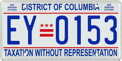 DC license plate EY0153