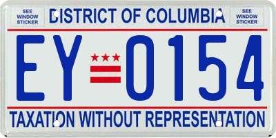 DC license plate EY0154