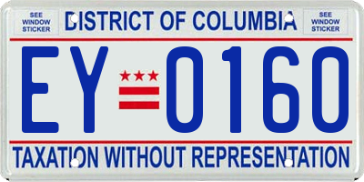 DC license plate EY0160