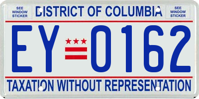 DC license plate EY0162