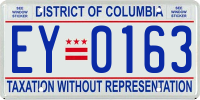 DC license plate EY0163