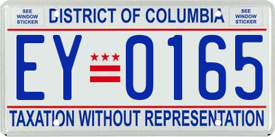 DC license plate EY0165