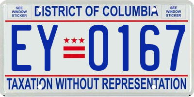 DC license plate EY0167