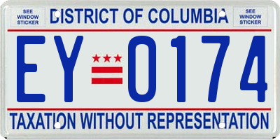 DC license plate EY0174