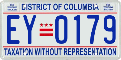 DC license plate EY0179