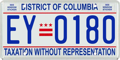 DC license plate EY0180