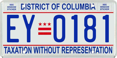 DC license plate EY0181