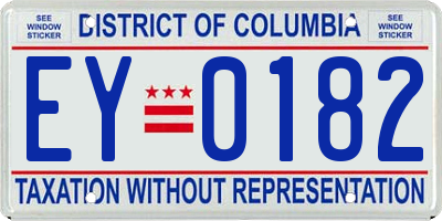 DC license plate EY0182