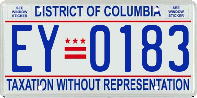 DC license plate EY0183