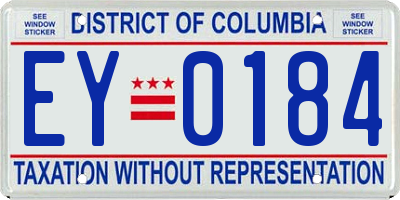 DC license plate EY0184