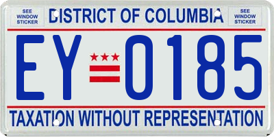 DC license plate EY0185