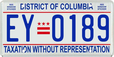 DC license plate EY0189