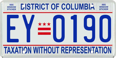 DC license plate EY0190