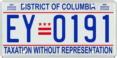 DC license plate EY0191