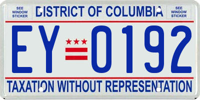 DC license plate EY0192