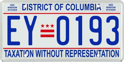 DC license plate EY0193